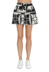 Red Valentino Cotton Blend Shorts With Damier Flowers Print In Black