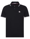 Moncler Logo Patch Tipped Cotton Piqué Polo In Black