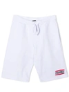 Dsquared2 Teen Logo Print Track Shorts In Bianco