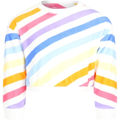 Douuod Kids' White Sweatshirt For Girl In Multicolor