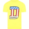 DSQUARED2 YELLOW T-SHIRT FOR BOY WITH MAXI D,11762925
