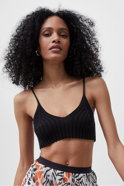 French Connection Keira Mozart Cotton Cropped Tank Top In Black
