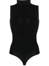 Wolford Fitted Turtleneck Bodysuit With Seamless Circular Knit In Black