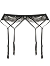 Fleur Du Mal Frankie Lace Strappy Garter In Black