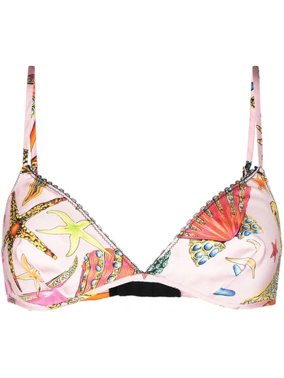 Versace Shell-print Bra In Pink