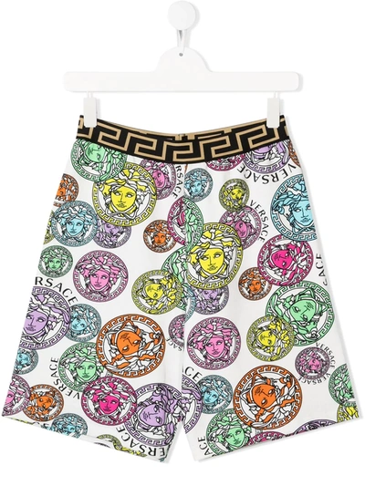 Young Versace Teen Medusa-print Shorts In White