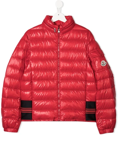 Moncler Teen Logo-patch Padded Jacket In Red
