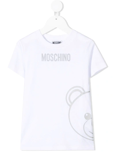 Moschino Kids' Bear-motif Logo-print T-shirt In White