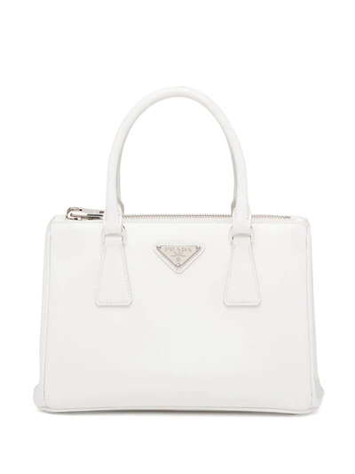 Prada Small Galleria Leather Tote Bag In White