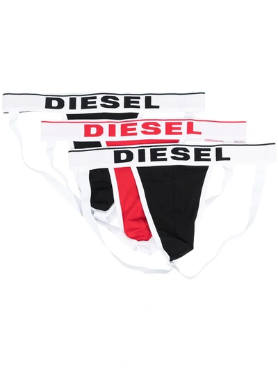 Diesel Logo Jockstrap Brief Pack In Black