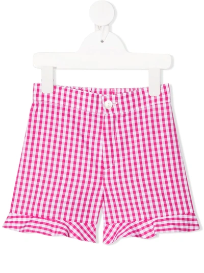 Siola Kids' Gingham-print Shorts In Pink