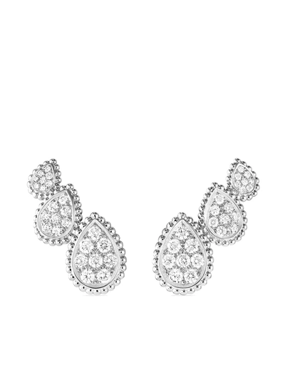 Boucheron 18kt White Gold Diamond Serpent Bohème Earrings In Silver