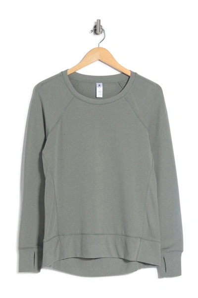90 Degree By Reflex Terry Brushed Raglan Shirt In Blossom Olive
