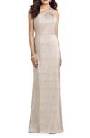 Dessy Collection Soho Metallic One-shoulder Gown In Rose Gold