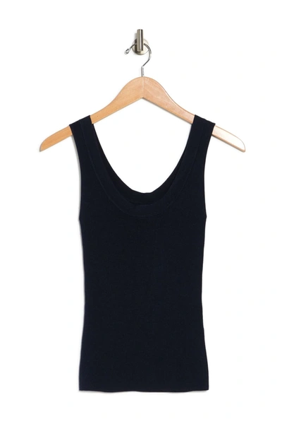 Naadam Silk & Cashmere Scoop Neck Ribbed Knit Tank In Navy