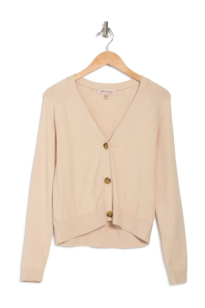 Philosophy V-neck Button Front Knit Cardigan In Sand Beige