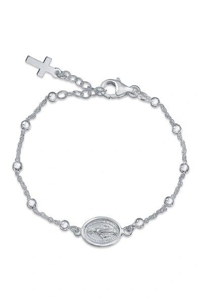 Bling Jewelry Sterling Silver Holy Mary Beads Bracelet In Grey