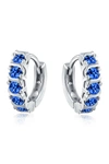 Bling Jewelry Blue Cz Huggie Hoop Earrings