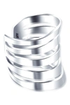 Bling Jewelry Sterling Silver Geometric Sliced Single Cuff Earring In Silver