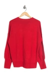 French Connection Balloon Sleeve Crew Neck Sweater In Mars Red