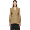 SAINT LAURENT BEIGE WOOL GABARDINE DOUBLE-BREASTED BLAZER