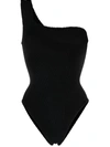 Hunza G Nancy One-shoulder Crinkle One-piece Swimsuit In Black