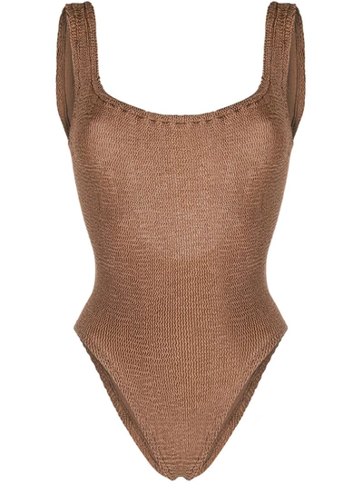 Hunza G Knitted Low-back Swimsuit In Neutrals