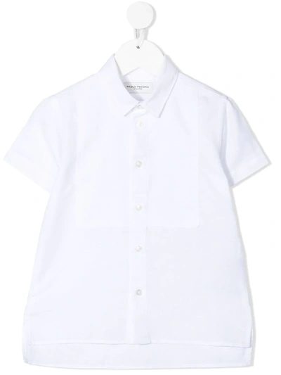 Paolo Pecora Kids' Step-hem Short-sleeved Shirt In White