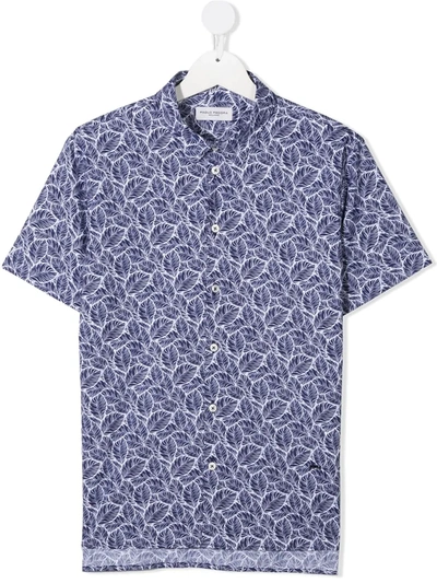 Paolo Pecora Teen Leaf-print Shirt In Blue