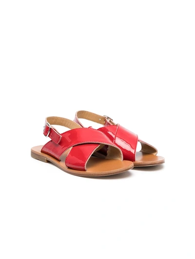 Gallucci Teen Buckled Leather Sandals In Rosso