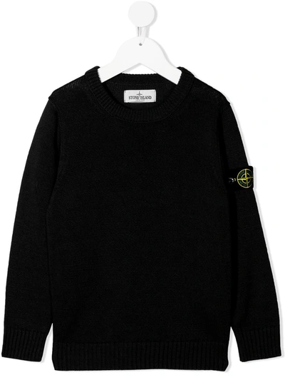 STONE ISLAND JUNIOR LOGO-PATCH COTTON JUMPER