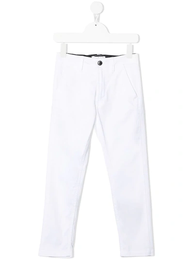 Stone Island Kids' Straight White Trousers In Bianco