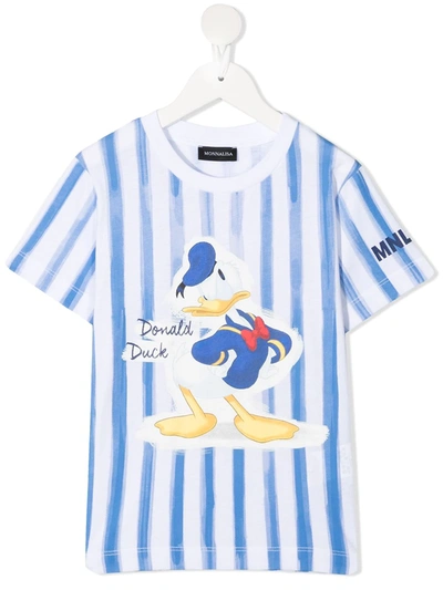 Monnalisa Kids' Donald Duck-print Cotton T-shirt In Blue