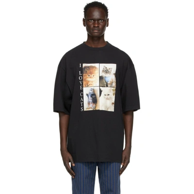 Balenciaga Black Xl 'i Love Cats' T-shirt