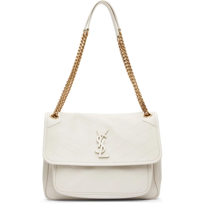 Saint Laurent Medium Niki Leather Shoulder Bag In 9207 White