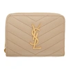 SAINT LAURENT BEIGE MONOGRAM TWO-PART CARD HOLDER