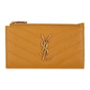 SAINT LAURENT YELLOW MONOGRAMME FRAGMENTS ZIPPERED CARD HOLDER