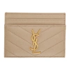 SAINT LAURENT BEIGE QUILTED MONOGRAMME CARD HOLDER