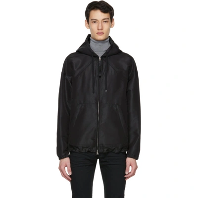 Tom Ford Leather-trimmed Nylon Hooded Jacket In Schwarz