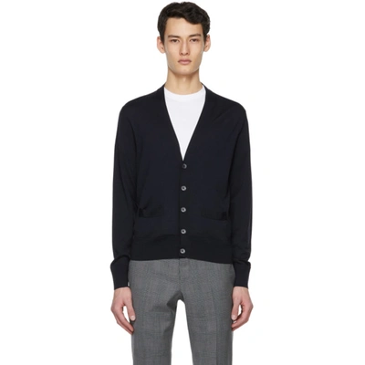 Tom Ford Navy Fine Gauge Merino Cardigan In Blue