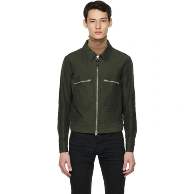 Tom Ford Garment-dyed Brushed-cotton Blouson Jacket In Green
