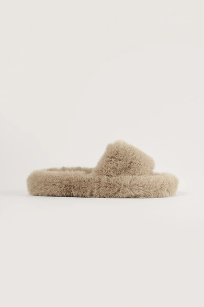 Na-kd Fluffy Footbed Home Slippers - Beige