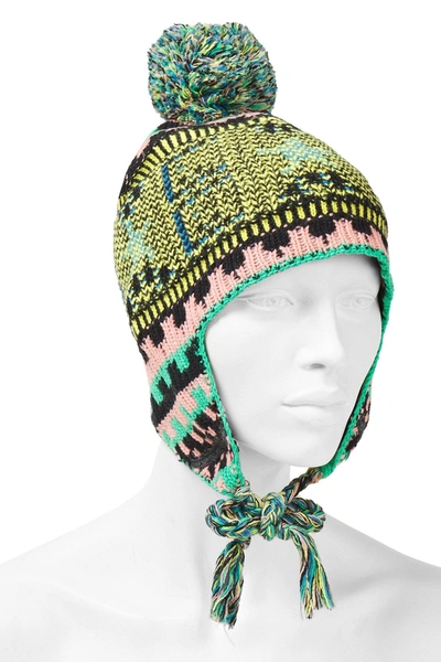 Acne Studios Pompom-embellished Jacquard-knit Wool Beanie In Blue