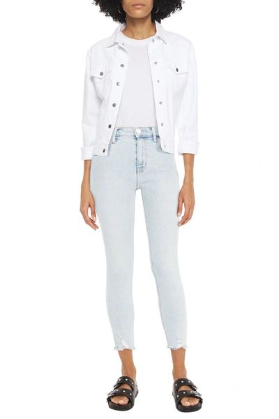 Current Elliott The High Waist Stiletto Cropped Distressed High-rise Skinny Jeans In Light Denim