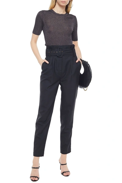 Ba&sh Metallic Ribbed-knit Top In Black