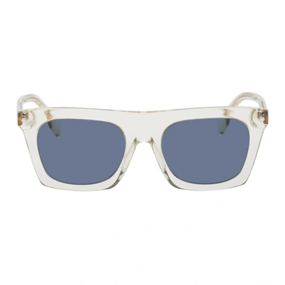Burberry Yellow Rectangular Frame Sunglasses In 389580 Transparent C