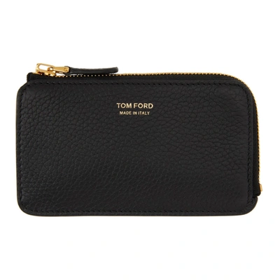 Tom Ford Medium Leather Zip Wallet W/ Card Slot In Black