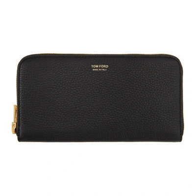Tom Ford Zipped Grained-leather Continental Wallet In Black