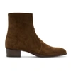 SAINT LAURENT BROWN WYATT ZIPPED BOOTS