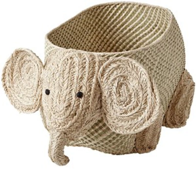 Rice A/s Seagrass Storage In Elephant Shape In Cream